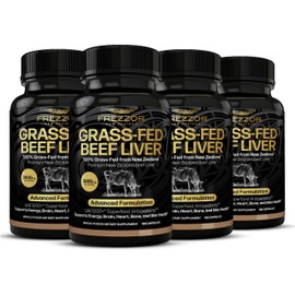 FREZZOR New Zealand 100% Live-Grass-Fed Beef Liver 720 Capsules, Supports Energy Production, Detoxification, Digestion, Immunity and Full Body Wellness, Non-GMO, 3000mg