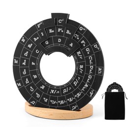 Wooden Circle of Fifths Wheel, Round Melody Chord Tool with Wheel Base and Storage Bag, Music Chord Wheel Musical Songwriter Educational Tool for Guitar, Bass, Piano, Violin, Black
