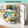 HLHHDFC Foldable Dish Rack,Stainless Steel Drain Rack,3 Tier Dish Drying
