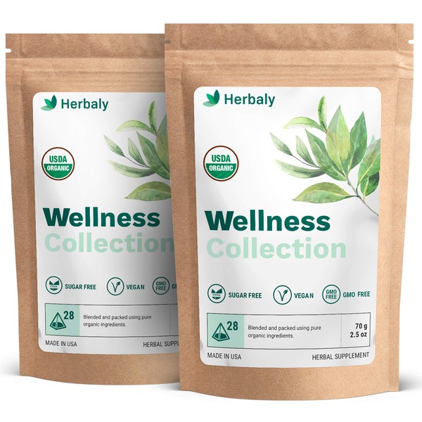 Herbaly Wellness Collection Tea 28 count bag, 70 g/2.5 oz (pack of 2)