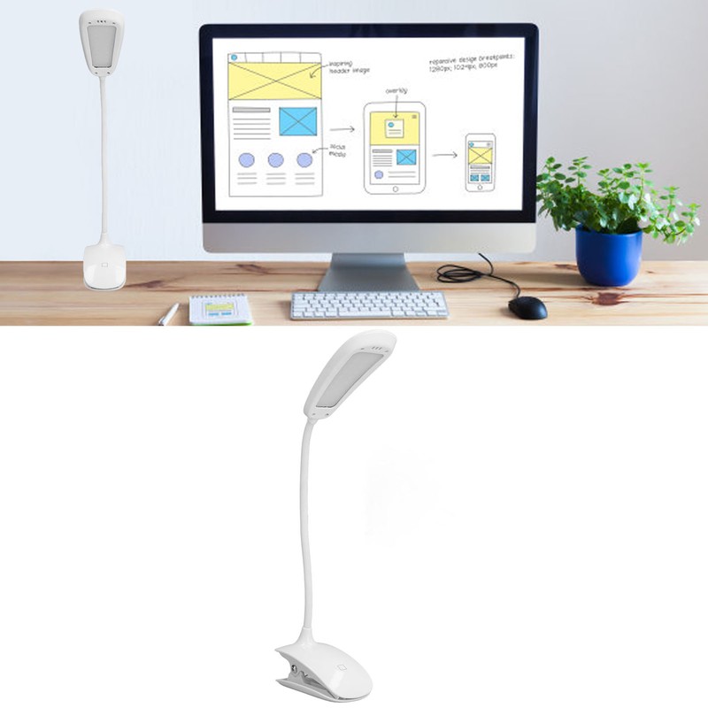 Clip Light USB Rechargeable 3 Speed Touch Foldable Flexible Gooseneck