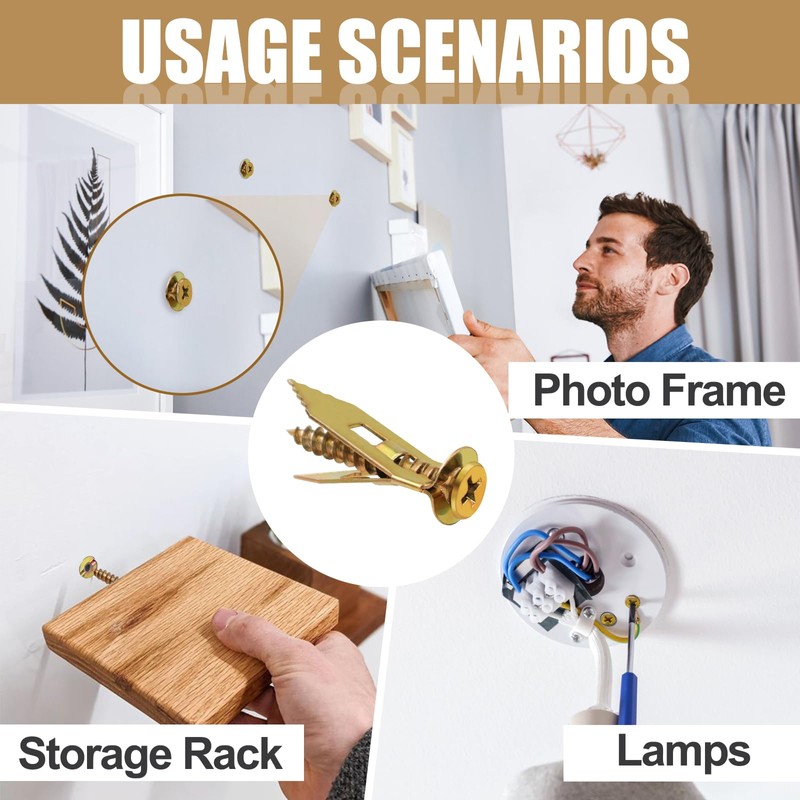 100 PCS Self Drilling Drywall Anchors with Screws – Heavy