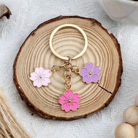 MUCOOS Dreamy Sakura Cherry Blossom Keychain,Keyrings &keychains,Cute Keyring,Beautiful Gift for Girls,Lovely Keyring Accessory,Perfect for Teacher Gifts, Birthday Gifts for Women