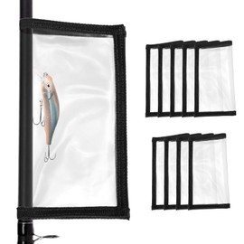 PATIKIL Fishing Lure Wrap 4.3" x 7.9", 10 Pack Durable Clear PVC Lure Covers Fishing Hook Covers Bait Storage Easily See Lures Keep Fishing Safe, Black