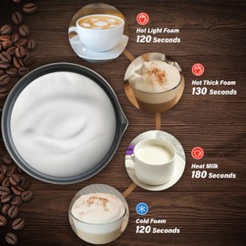 YSSOA Milk Frother and Steamer, 4-in-1 Electric Milk Warmer, 240 ml/8.1 oz Automatic Hot and Cold Foam Maker for Coffee, Macchiato, Latte, Cappuccinos, Hot Chocolate, Black