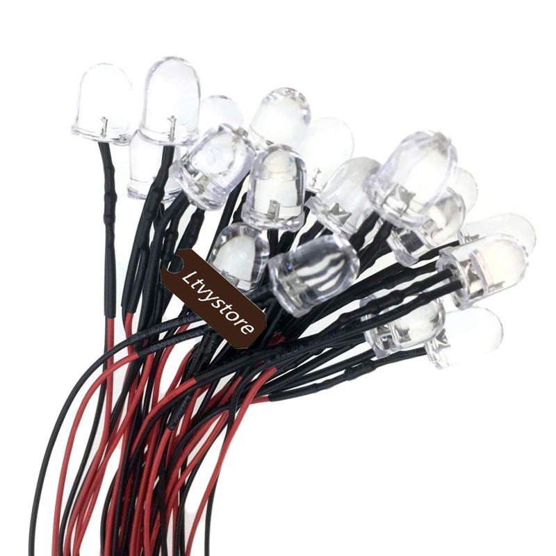 Ltvystore 20Pack 10MM 12V White LED Pre Wired Prewired 7.87