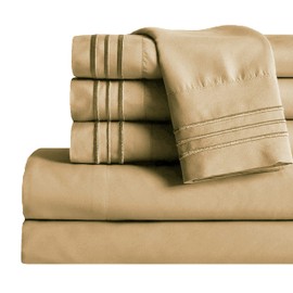 Mocassi Cali King Sheet Set - Luxury Hotel 1800 Premier Bedding Sheets & Pillowcases - Ultra Soft Breathable & Cooling Bed Sheets - Deep Pocket - Wrinkle Resistant - 4 Piece - Cali King, Gold