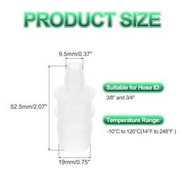 PATIKIL Hose Barb Reducer, 3 Pcs 3/4" to 3/8" Hose ID Connectors Joint Plastic Pipe Fitting Splicer Mender Union Adapter for Air Water Fuel Gas Aquarium, White