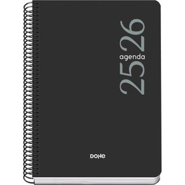 Dohe - School Agenda 2025 2026 - One Page a Day, Size A5 (15 x 21 cm), Spanish and English, September to June, Spiral Bound, Softcover - ESENCIAL Black
