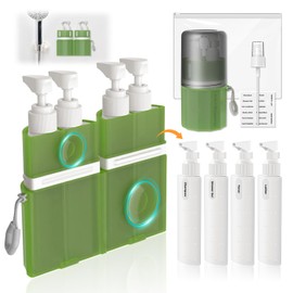 VOGOGE Travel Bottles for Toiletries, Refillable Containers with Suction Cups for Shampoo, Conditioner, Lotion and Body Wash, Green