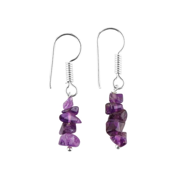 Natural Amethyst Chips Crystal Earring, Yoga Jewelry, Meditation Earring, Raw