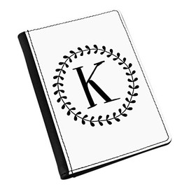 Gift Base Letter K Floral Wreath Alphabet Passport Holder Cover