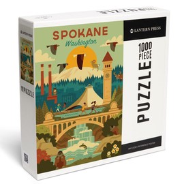 Spokane, Washington, Geometric (1000 Piece Puzzle, Challenging Jigsaw Puzzle for Adults, Made in USA)