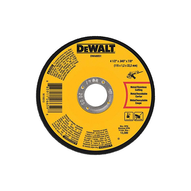 DEWALT DWA8051 Metal Cut-Off Wheel, 4-1/2-Inch X .045-Inch X 7/8-Inch