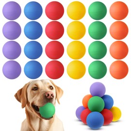 Shappy 24 Pieces Rubber Dog Tennis Balls for Dog Colorful Catching Pet Balls for Fetch Training 2.4 Inch Interactive Bounce and Floatable Toy for Park Beach