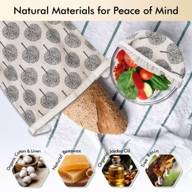 Reusable Beeswax Bread Bags for Sourdough & Cotton Bowl Cover, Sourdough Bread Storage Bags, Freezer Bag to Keep Fresh, Bakery Essentials, Sustainable