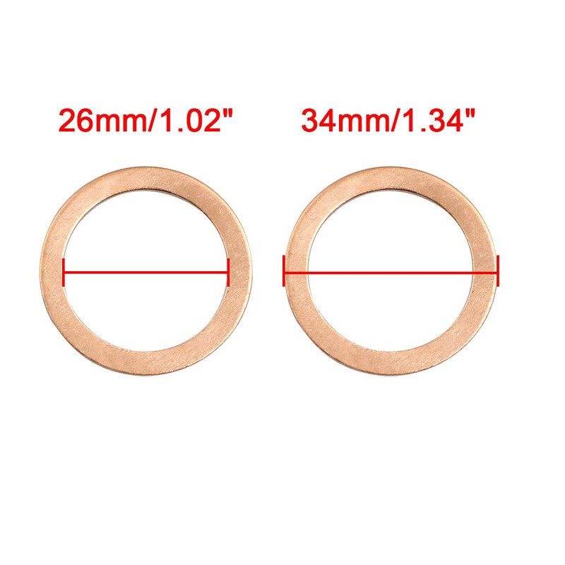 sourcing map Washers Copper Sealing Washers 26 mm Pack of