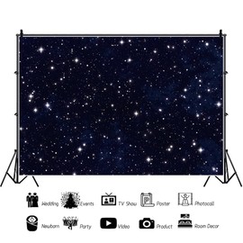 Leowefowa 7x5ft Vinyl Backdrop Night Sky Star Backdrop Universe Space Theme Birthday Party Decor Banner Backdrop Galaxy Stars Photography Background for Baby Shower 1st Birthday Party Supplies Props