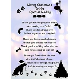 from The Dog Verse Poem Christmas Card (Lilac, Merry Christmas, Special Daddy) - Special Animal Xmas Card for Him From Pets Kids