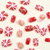 JUSTUNX 24 Pieces Red Christmas False Nails Snowflake False Nails