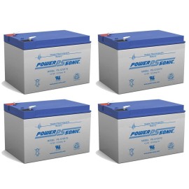 Power-Sonic 4 Pack - 12 Volt 12ah Ebike Electric Scooter Battery E-Bike Boreem