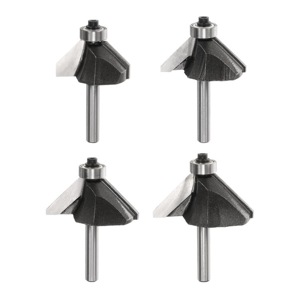 sourcing map 4pcs 45 Degree Chamfer Router Bit Set 1/4
