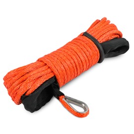 STEGODON - Cable de cabrestante sintético de 1/4 pulgadas x 15 m, 4,5 kg con funda protectora negra para ATV UTV Boat Ramsey Cuerda sintética de cabrestante (naranja)