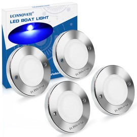 UCINNOVATE 4Pcs 3.15”Round LED Marine Light with sliver housing, Navigation Boat Lights, LEDs Boat Interior Light, Deck Courtesy Lighting IP65 Waterproof, LED Marine Stern Lights, 12-24V (Blue)