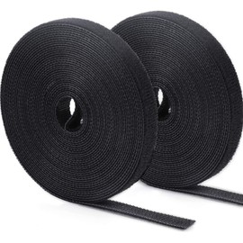164ft x 1/2inch Reusable Fastening Tape Cable Ties，Multi-Purpose Cord Organizer, Cable ties Self Gripping，Double Side Hook Roll Black