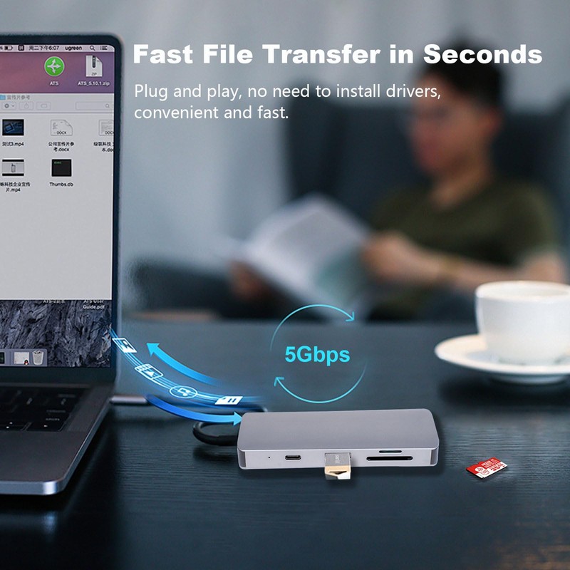 XuanGui USB C Hub Ethernet, 8 en 1 Adaptador multipuerto