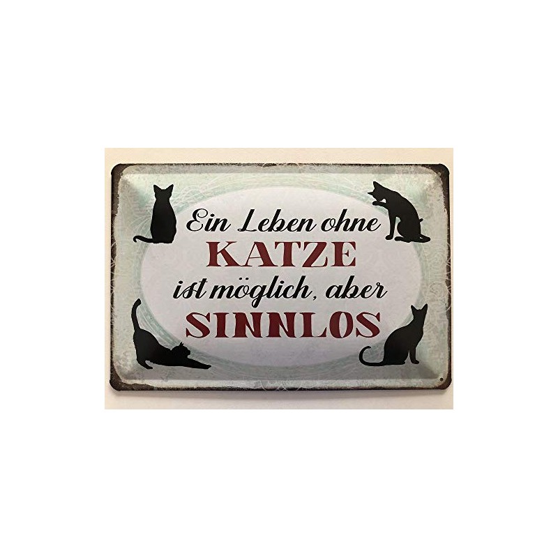 Schatzmix Saying Life without Cats Possible Metal Sign Wall Decoration