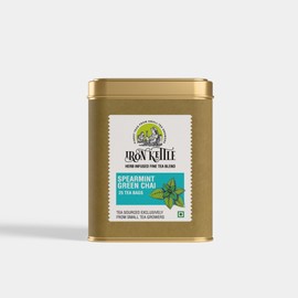 Iron Kettle Spearmint Green Tea | High Grown Green Tea bag blended with natural Spearmint & Peppermint leaves | Sourced exclusively from small tea growers with higher fine leaf count | 25 Tea bags