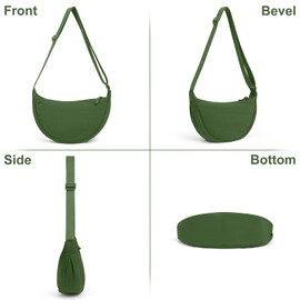 TIAASTAP Crossbody Bags for Women Men Hobos & Shoulder Bags Nylon Crescent Bag Cross Body Bag with Adjustable Strap Solid Color Dumpling Bag for Travel Work School (Green B)