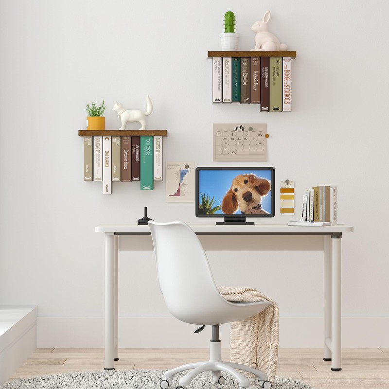 Tohiasen Floating Book Shelves for Wall Mounted Set of 2,