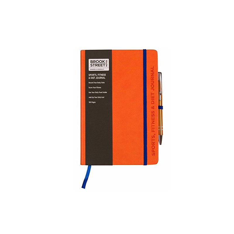 Sports, Fitness & Diet Notebook - Hardback A5 (Bright Orange)