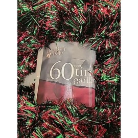 Holiday Time Christmas Tinsel Garland 60 Feet Red & Green New