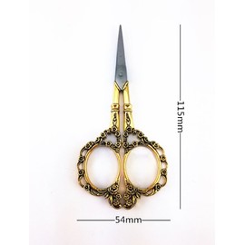 Yueton Vintage Europea Style Plum Blossom Needlework Embroidery Scissors (Gold)
