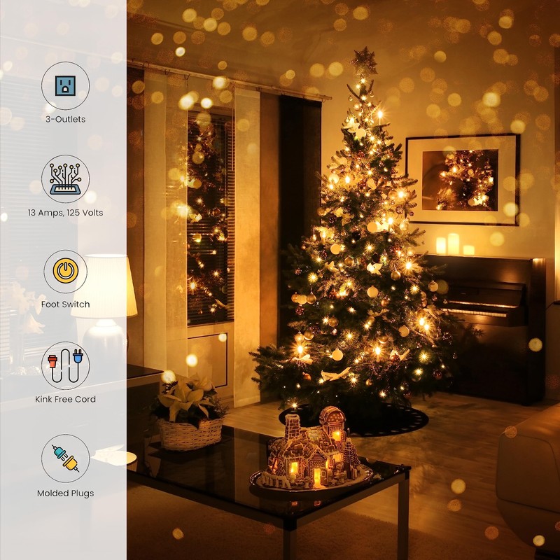 GoGreen Power (GG-24510GN) 3-Outlet Foot Switch Extension Cord, 16/2 SPT-2