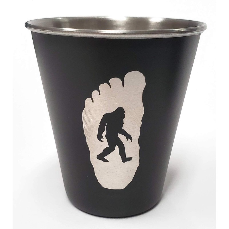 SQUATCH METALWORKS BELIEVE Bigfoot Shield Shot Glass - Stainless Steel