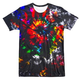 Losturban Unisex Black Color Tie Dye Shirt for Men Women 70S 80S Hippies Senior Tie-Dye Tee Tshirt X-Large