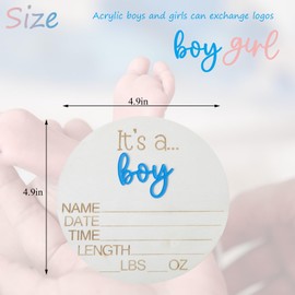 Surprise Its A Boy Its A Girl Wooden Sign, Boho Gender Reveal Sign, Acrylic Boy Or Girl Announcement, Birth Stat Sign, Baby Name Sign, He Or She Photography Prop