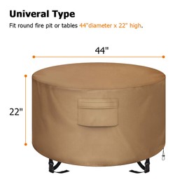 NEXCOVER Square Fire Pit Cover - Waterproof 600D Heavy Duty Fabric with PVC Coating, Fits Square Outdoor Fire Pit or Table 44”L x 44"W, Fade & Weather Resistant Cover, Brown.