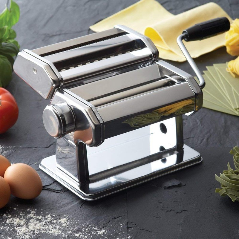 GOURMEX Pasta Maker Machine Stainless Steel Manual | With Adjustable