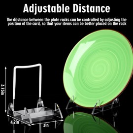 DoubleFill 12 Pcs Acrylic Plate Stand Adjustable White Wire and Clear Acrylic Display Easel 4.1" H x 3" W x 4.3" D Holder Stand for Display Plates and Pictures