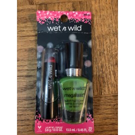 Wet N Wild Lipstick + Nail Polish Set Red/Green