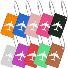 Chiluxendo Pack of 10 Suitcase Tags, Suitcase Tags, Air Travel, Luggage Tag, Name Plate, Suitcase Tag, Suitcase Tag for Names, Suitcase Address Tags for Home, Office, School (10 Colours)