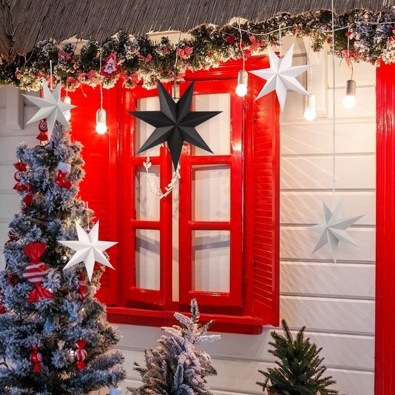 Christmas Folding Star, 7-Point Folding Stars Pack of 5, Paper