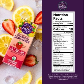 Uncle Matt’s No Sugar Added Strawberry Lemonade Organic Fruit Juice Box for Kids with Vitamin C, D, Zinc, Only 10 Calories, 32 pack of 6.75 oz Boxes