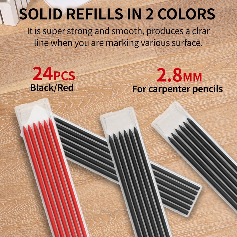 Pencil Refills for Tracer 2Pcs Carpenter Pencil 24Pcs 2.8mm Solid