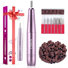 COSLUS Dark Purple Nail Drill Kit Electric Nail File with 6 Bits Adjustable Speed